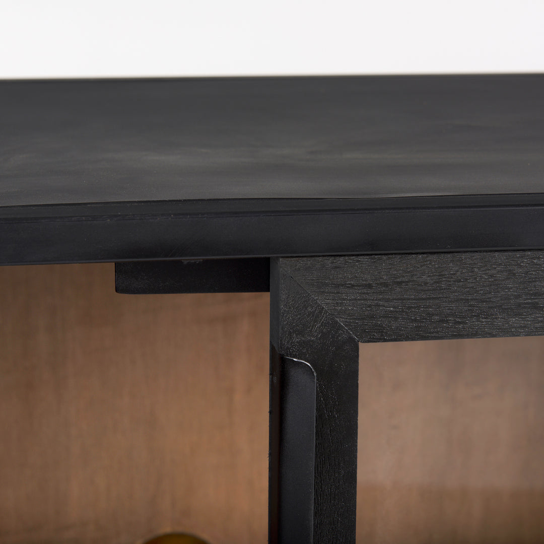 Sloan Black Wood W/Black Metal Frame Accent Cabinet Decor Mercana