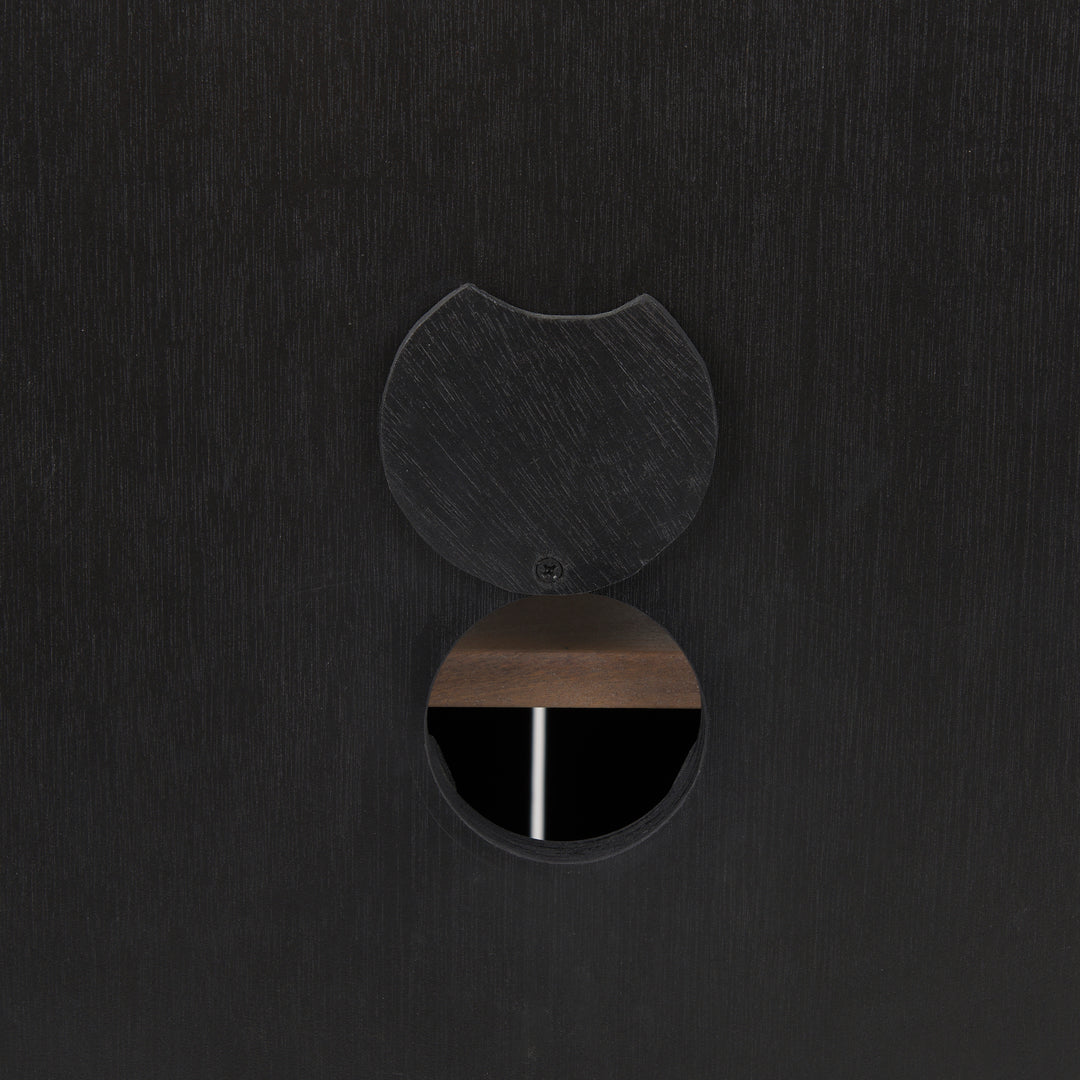 Sloan Black Wood W/Black Metal Frame Accent Cabinet Decor Mercana