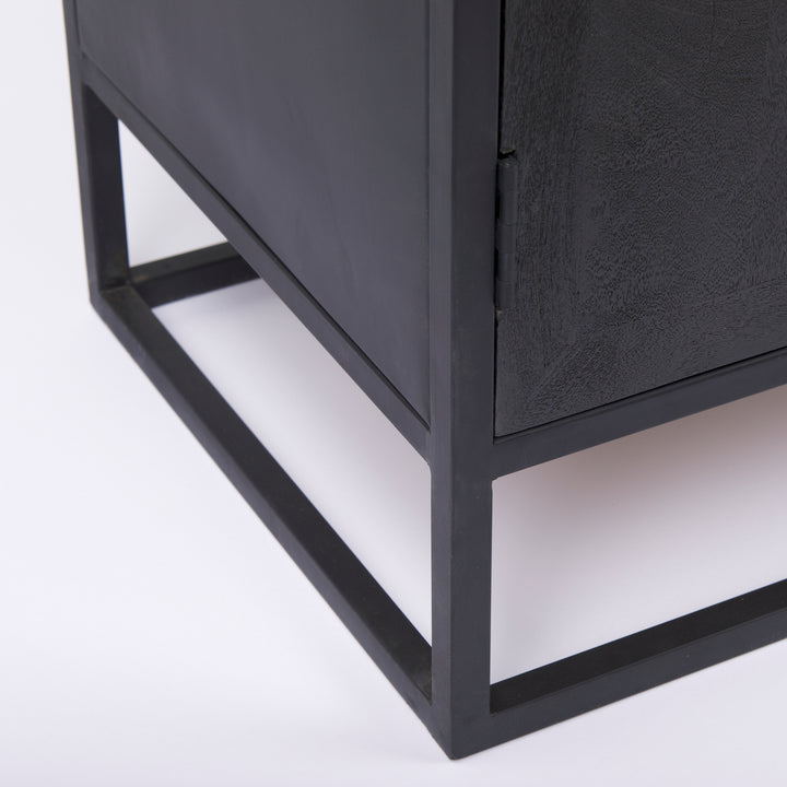 Sloan Black Wood W/Black Metal Frame Accent Cabinet Decor Mercana
