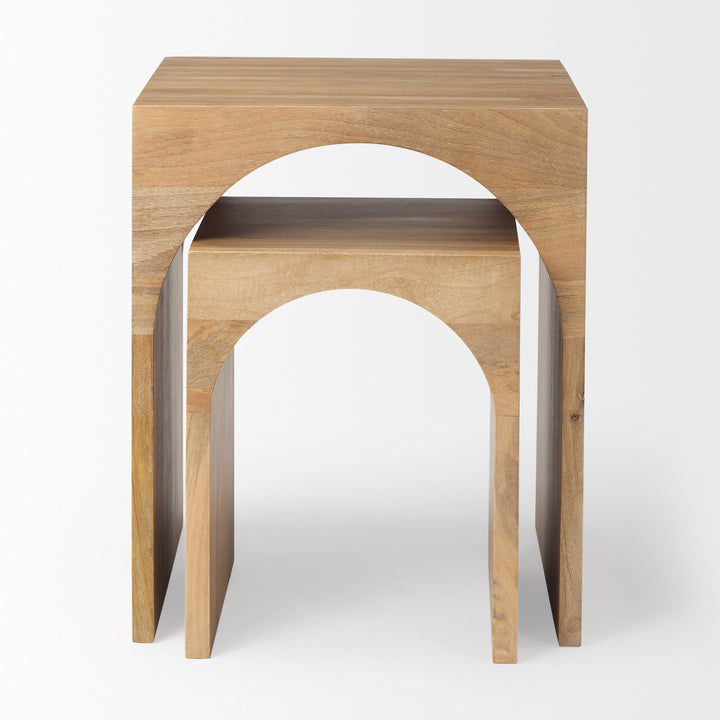 Chloe Set of 2 Cottage Wood Nesting Accent Tables Dining Room Mercana