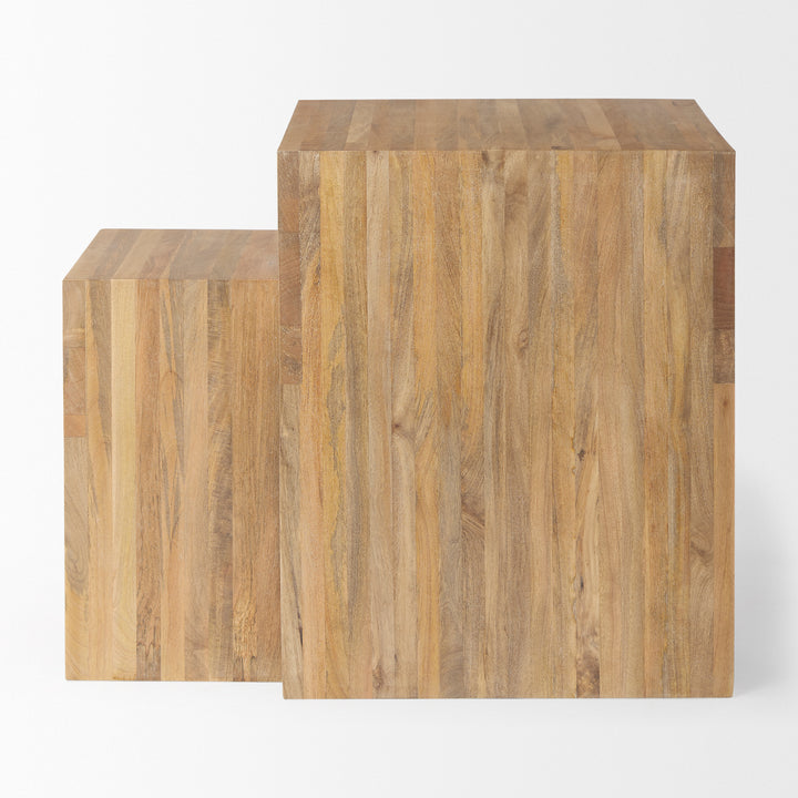 Chloe Set of 2 Cottage Wood Nesting Accent Tables Dining Room Mercana