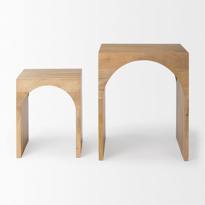 Chloe Set of 2 Cottage Wood Nesting Accent Tables Dining Room Mercana