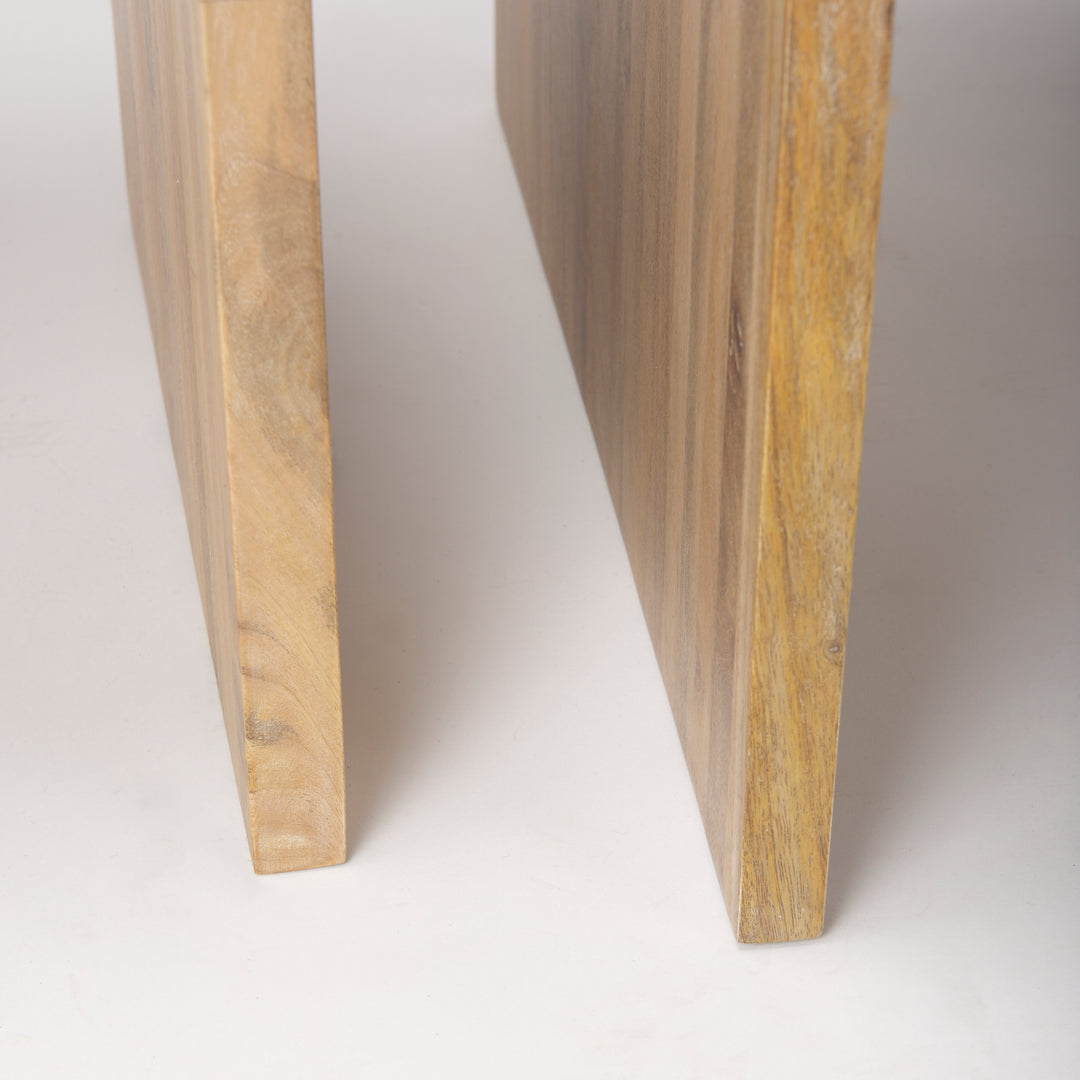 Chloe Set of 2 Cottage Wood Nesting Accent Tables Dining Room Mercana