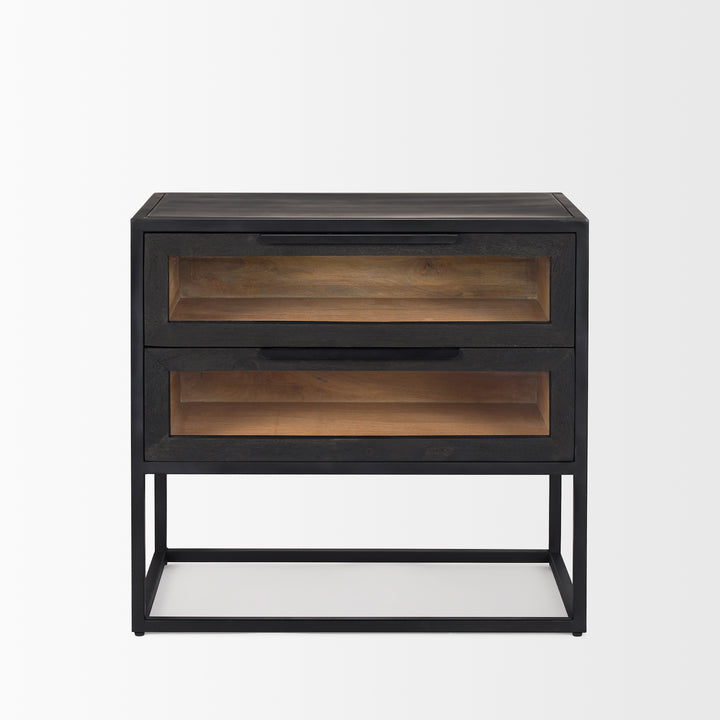 Sloan Black Wood W/Black Metal Frame Side Table Dining Room Mercana