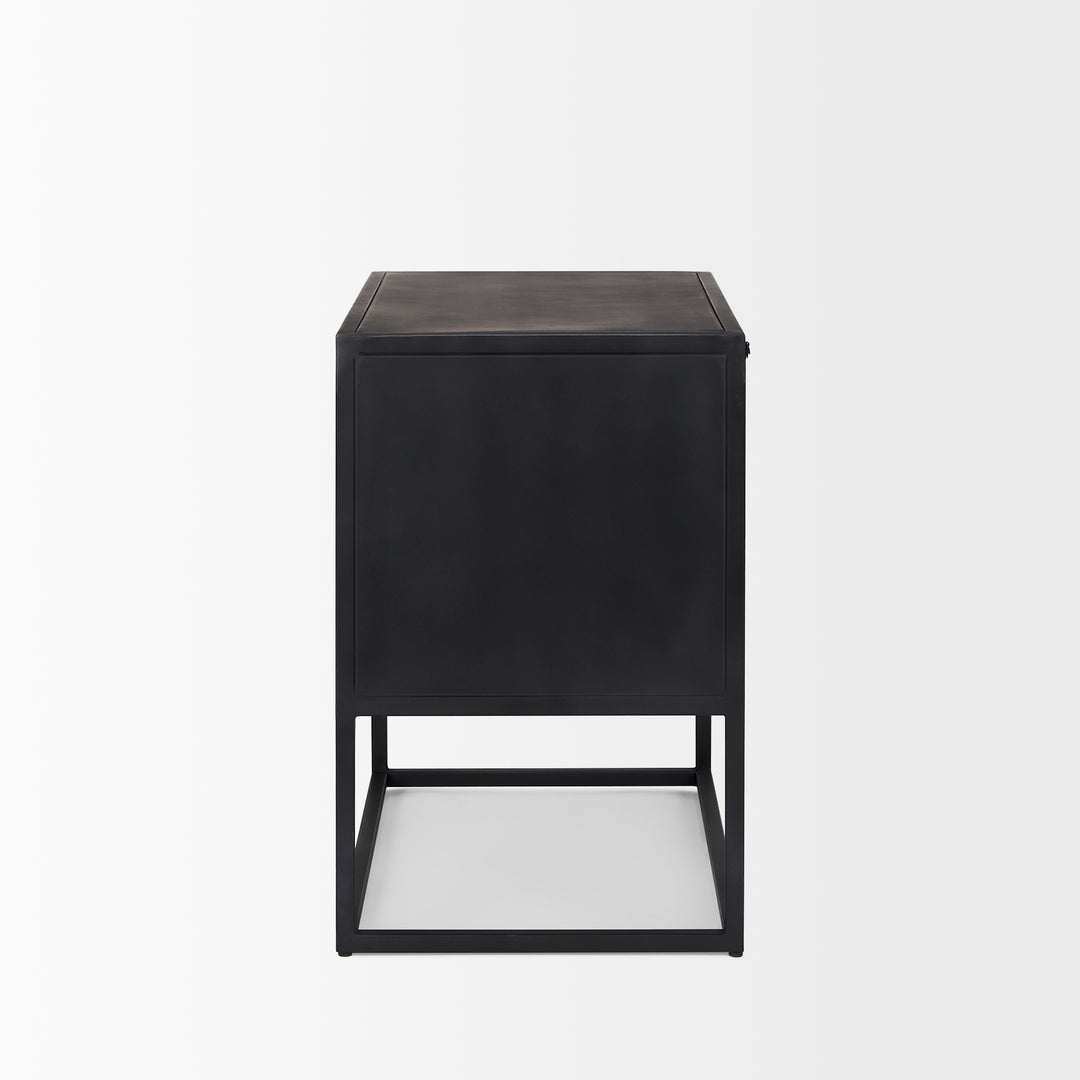 Sloan Black Wood W/Black Metal Frame Side Table Dining Room Mercana
