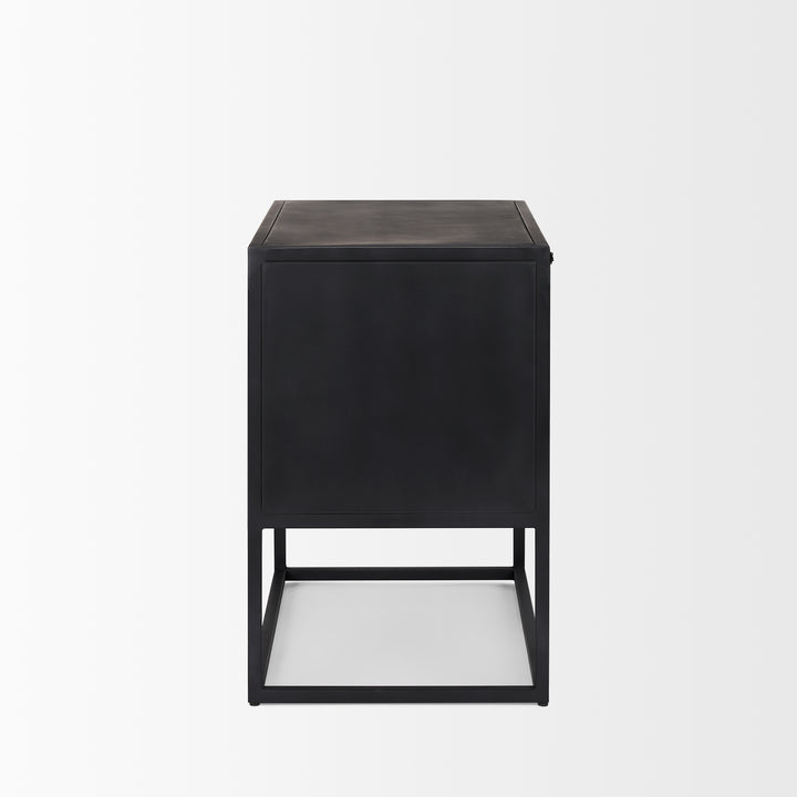Sloan Black Wood W/Black Metal Frame Side Table Dining Room Mercana