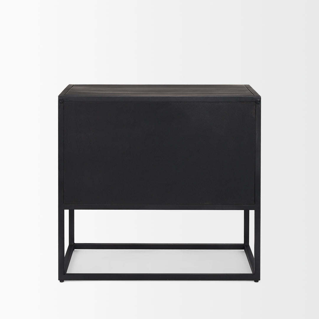 Sloan Black Wood W/Black Metal Frame Side Table Dining Room Mercana