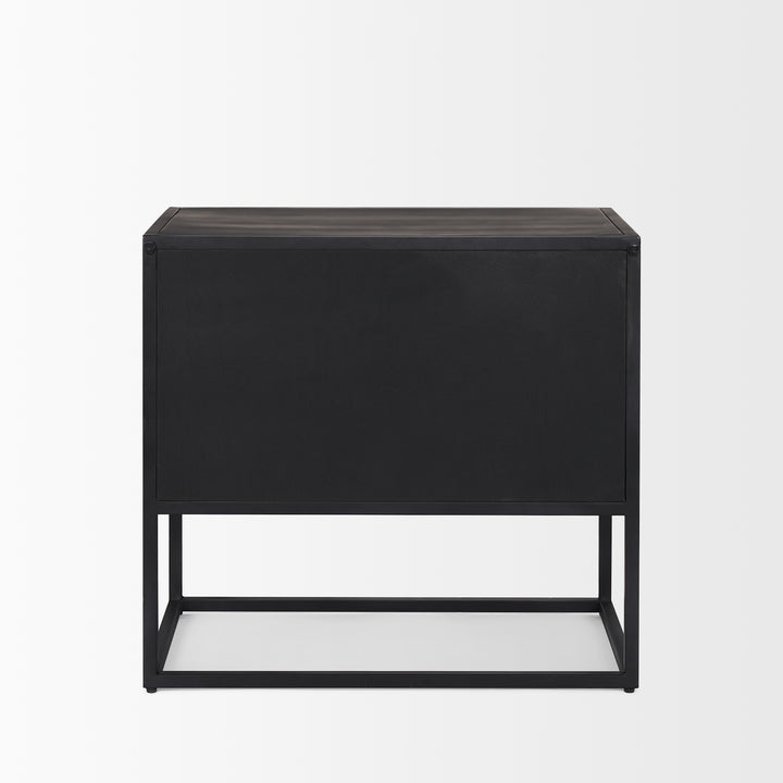 Sloan Black Wood W/Black Metal Frame Side Table Dining Room Mercana