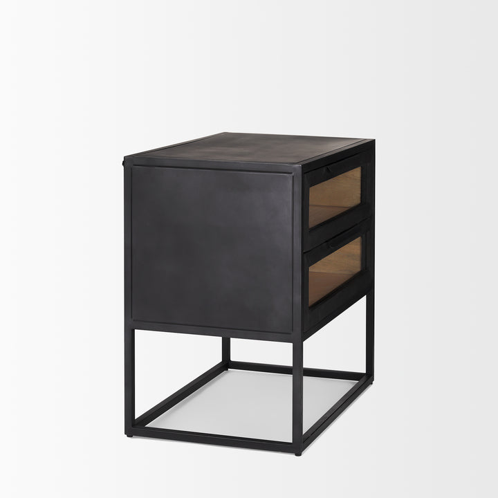 Sloan Black Wood W/Black Metal Frame Side Table Dining Room Mercana