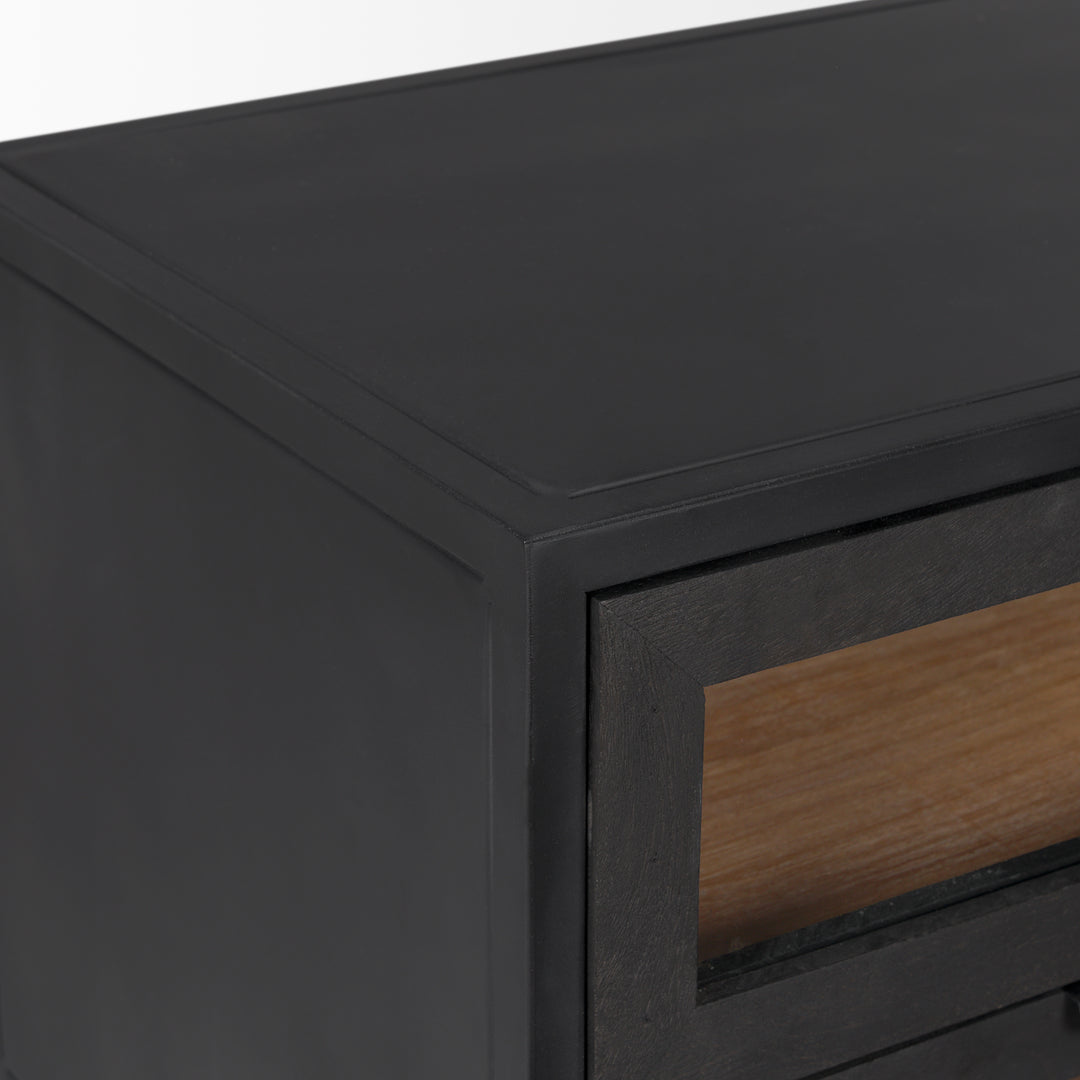 Sloan Black Wood W/Black Metal Frame Side Table Dining Room Mercana