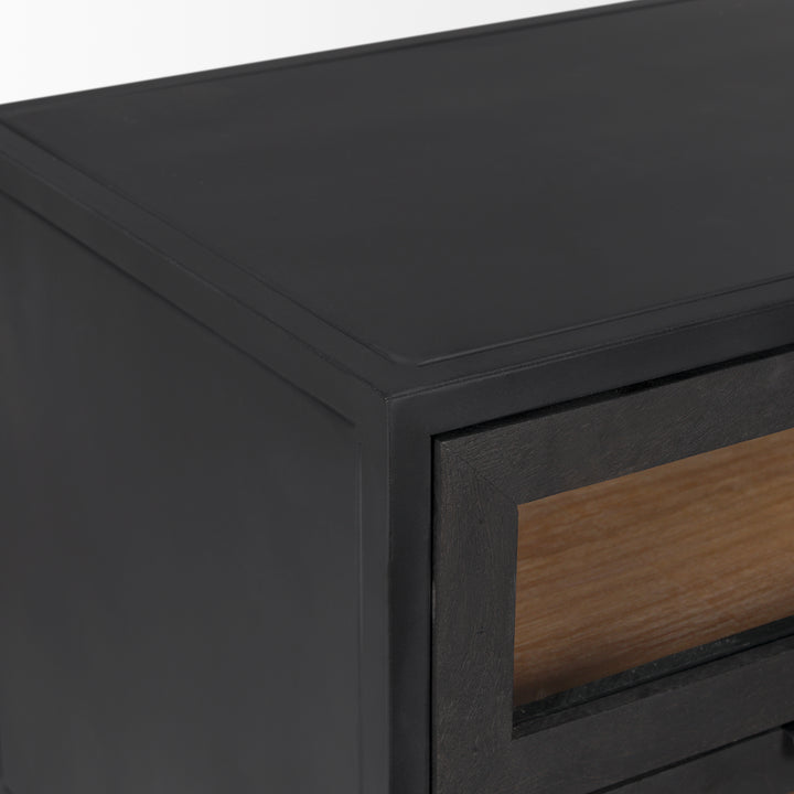 Sloan Black Wood W/Black Metal Frame Side Table Dining Room Mercana