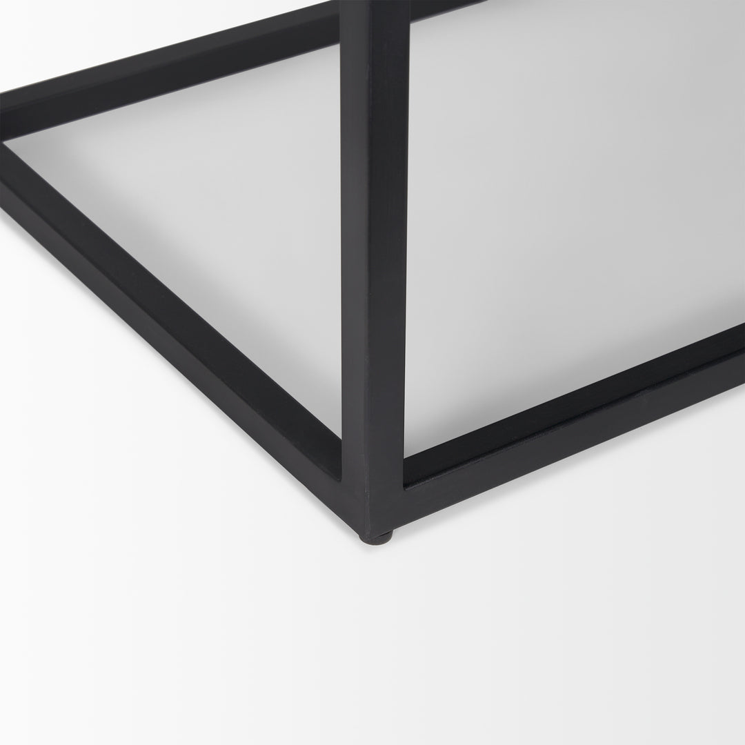 Sloan Black Wood W/Black Metal Frame Side Table Dining Room Mercana