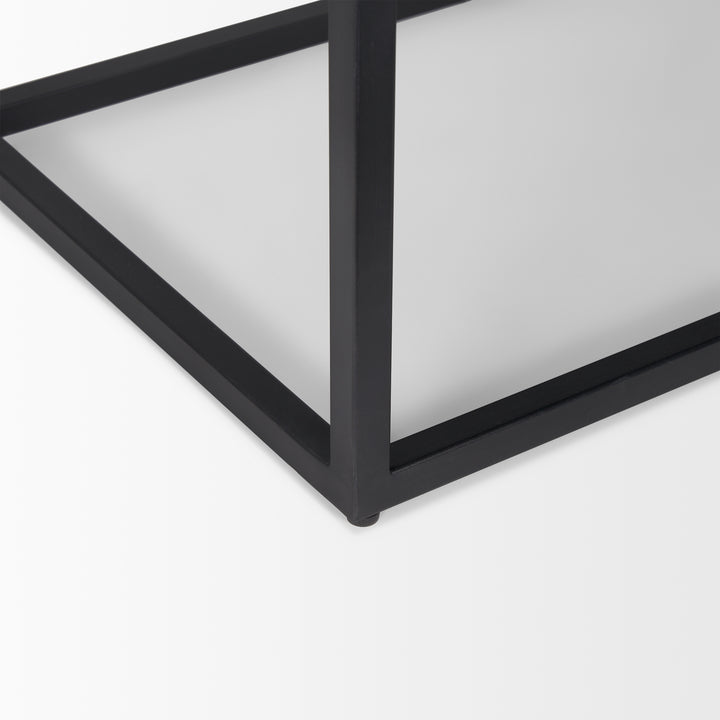 Sloan Black Wood W/Black Metal Frame Side Table Dining Room Mercana