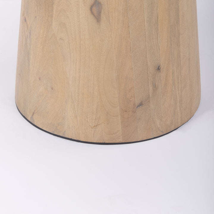 Maxwell 32" Round White Marble Tabletop w/ Blonde Wood & Black Metal Accent Pedestal Bistro Table Dining Room Mercana