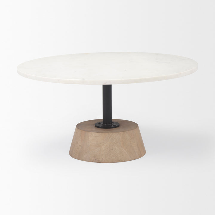 Maxwell Marble Top Pedestal Base Round Coffee Table Living Room Mercana
