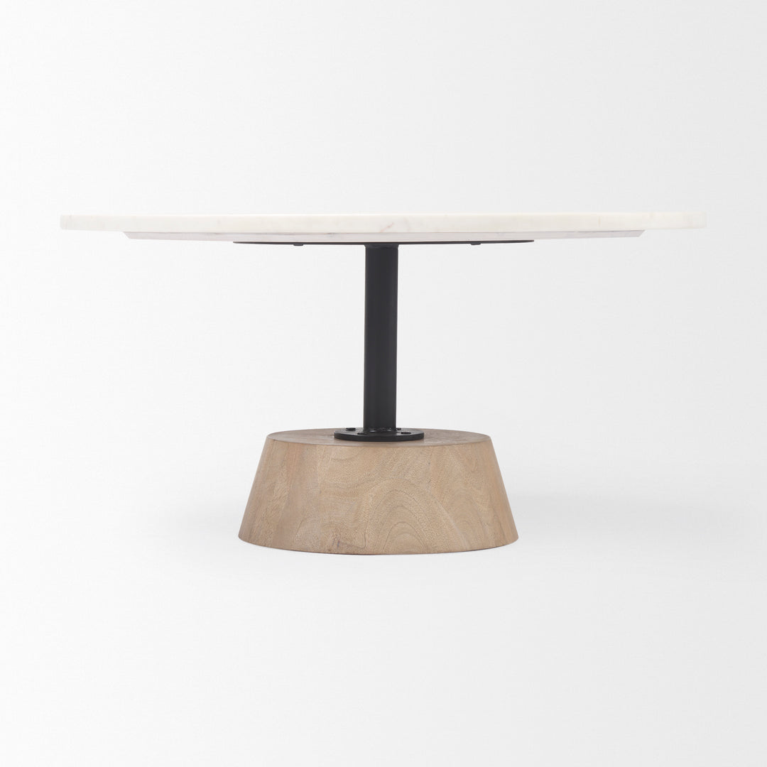 Maxwell Marble Top Pedestal Base Round Coffee Table Living Room Mercana