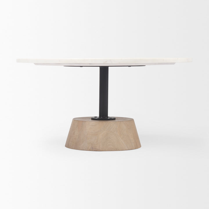 Maxwell Marble Top Pedestal Base Round Coffee Table Living Room Mercana