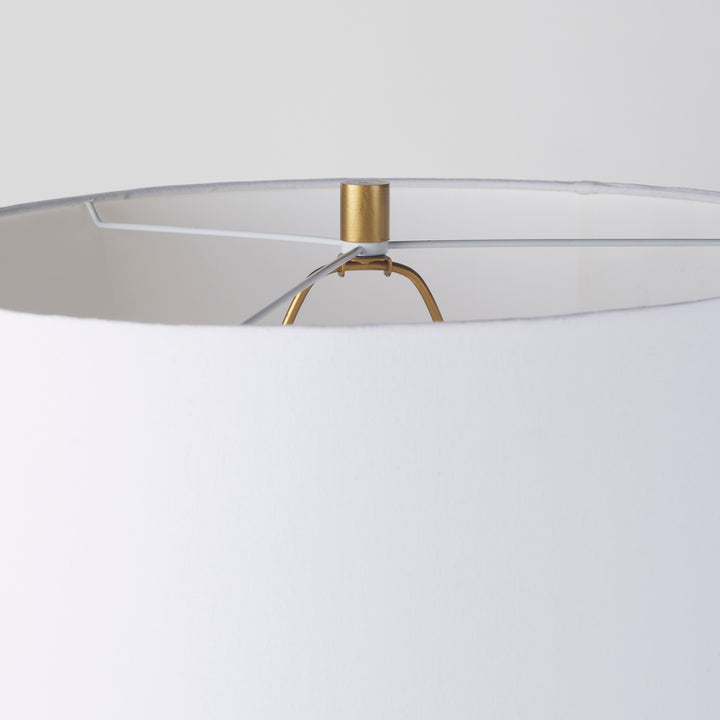 Leo Gold Hammered W/White Fabric Shade Table Lamp Decor Mercana