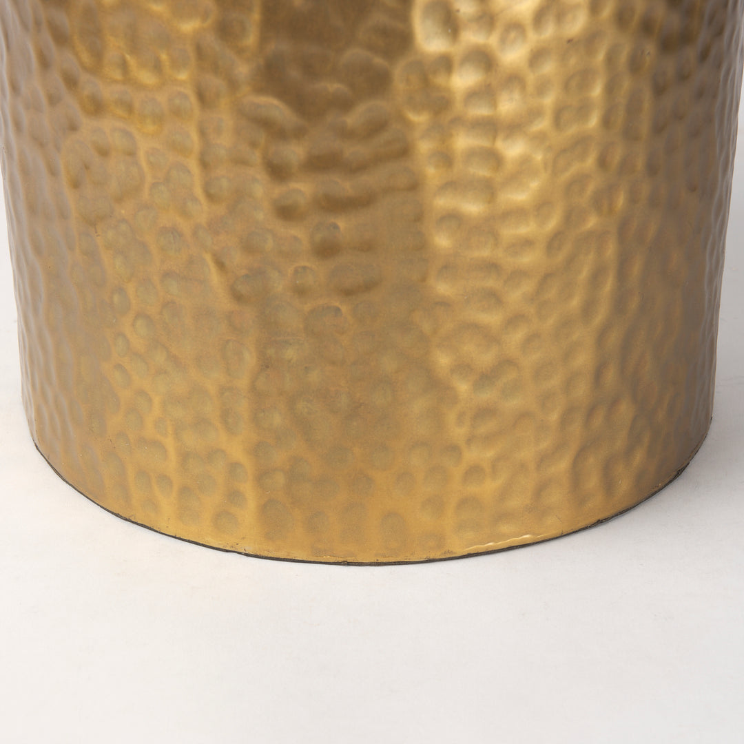 Leo Gold Hammered W/White Fabric Shade Table Lamp Decor Mercana