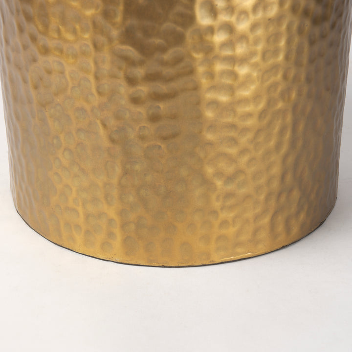Leo Gold Hammered W/White Fabric Shade Table Lamp Decor Mercana