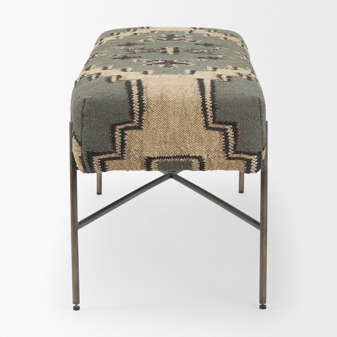 Avery I 55L x 17W Multi Colored Upholstered Patterned Seat Accent Bench Living Room Mercana
