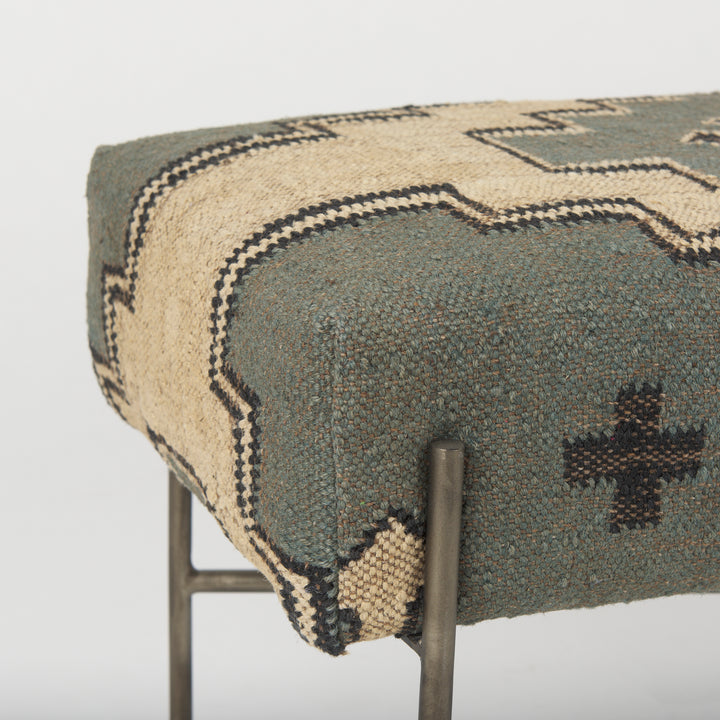 Avery I 55L x 17W Multi Colored Upholstered Patterned Seat Accent Bench Living Room Mercana