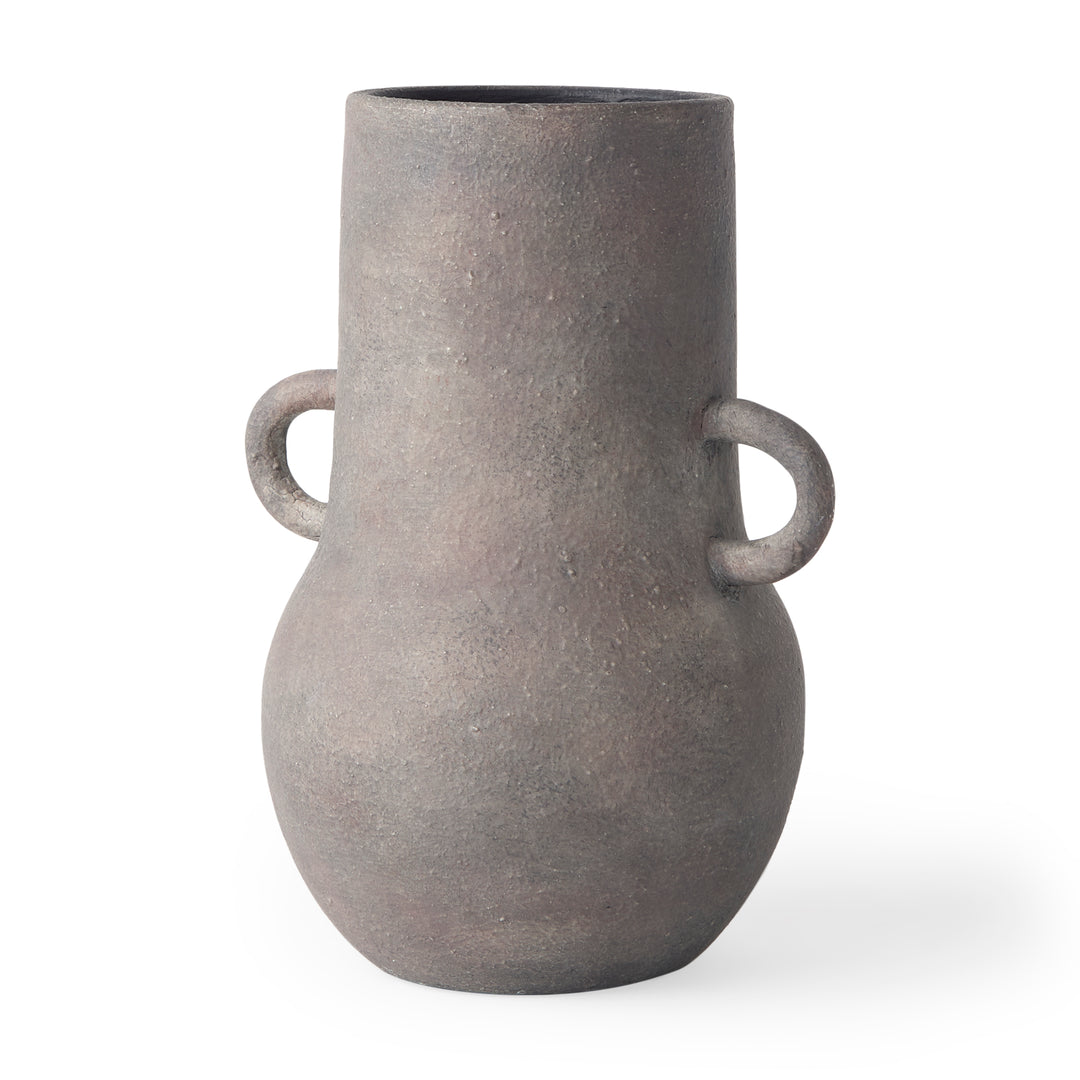 Armani 10.4H Brown-Gray Double Ear Ceramic Vase Decor Mercana