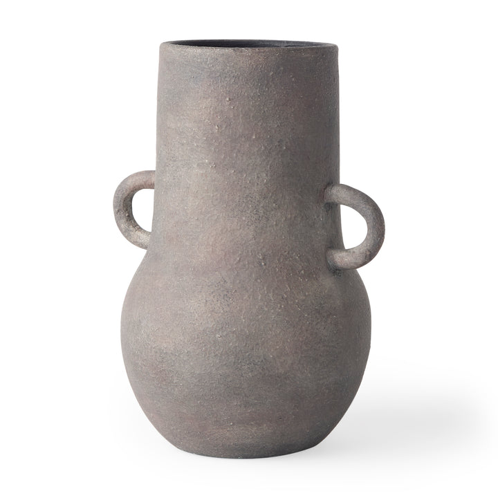 Armani 10.4H Brown-Gray Double Ear Ceramic Vase Decor Mercana
