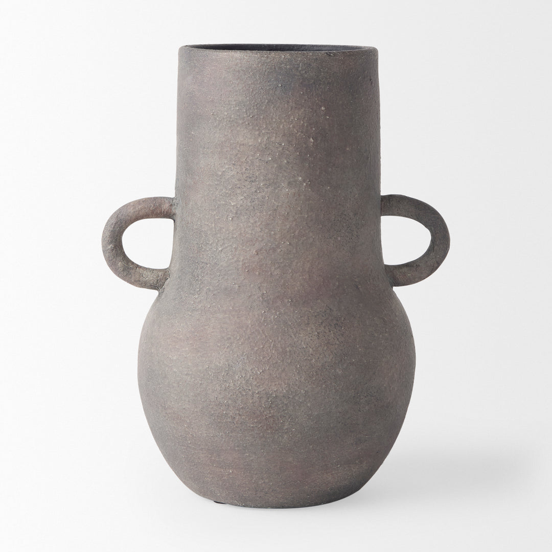 Armani 10.4H Brown-Gray Double Ear Ceramic Vase Decor Mercana