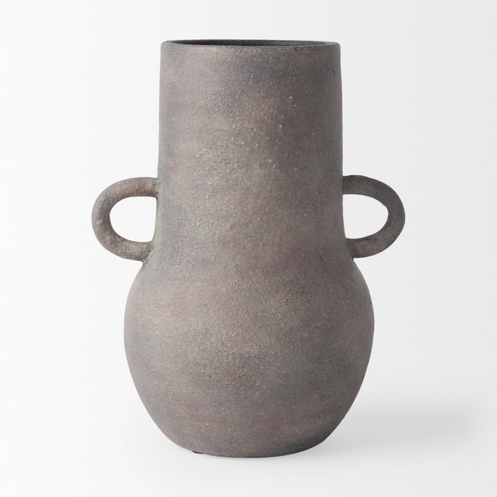 Armani 10.4H Brown-Gray Double Ear Ceramic Vase Decor Mercana