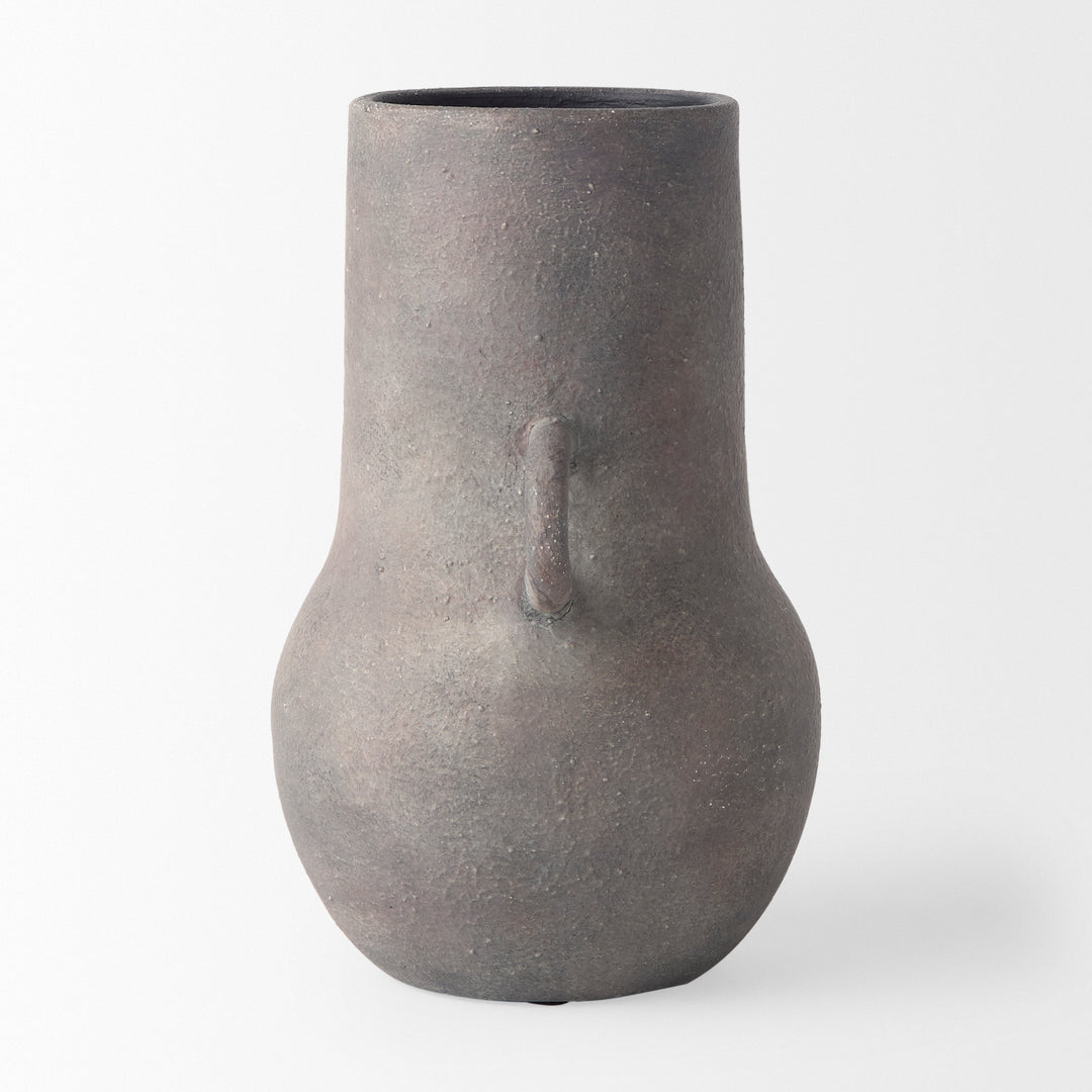 Armani 10.4H Brown-Gray Double Ear Ceramic Vase Decor Mercana