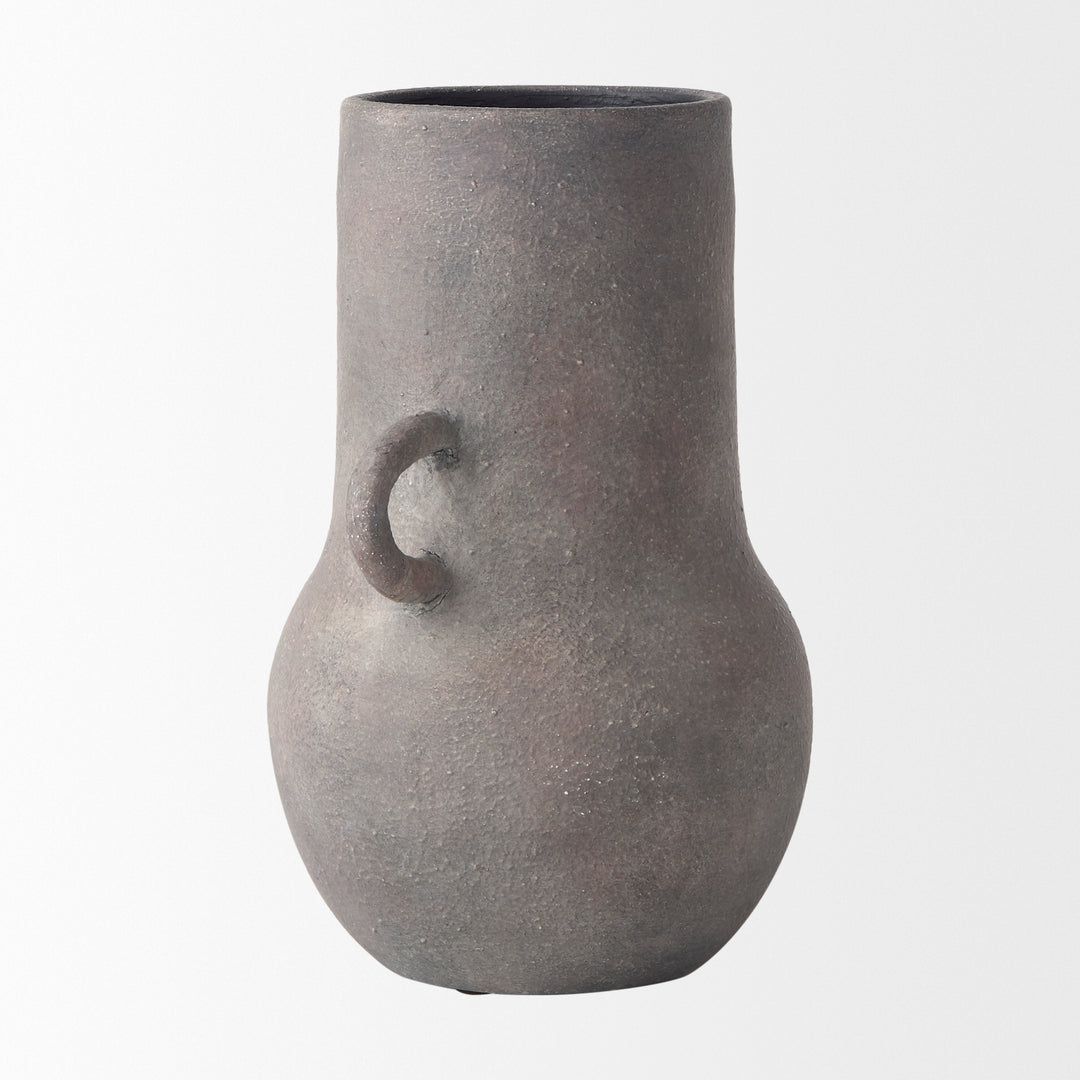 Armani 10.4H Brown-Gray Double Ear Ceramic Vase Decor Mercana