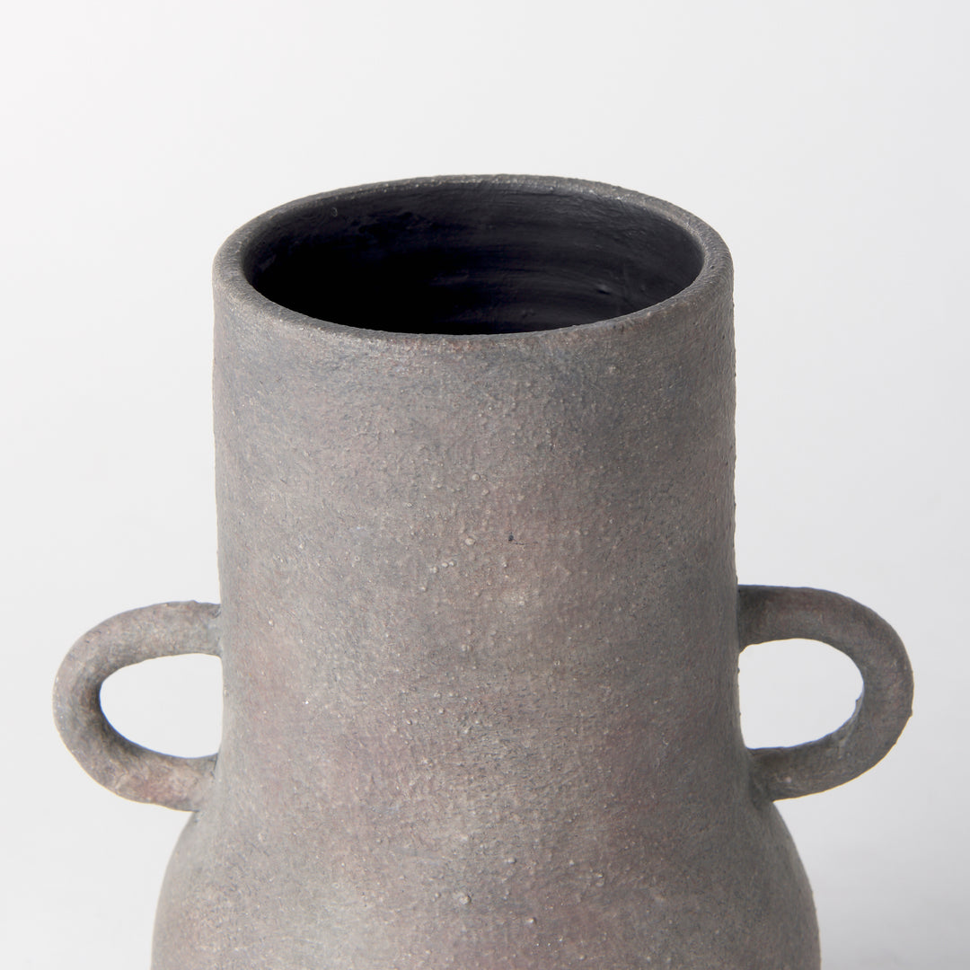 Armani 10.4H Brown-Gray Double Ear Ceramic Vase Decor Mercana