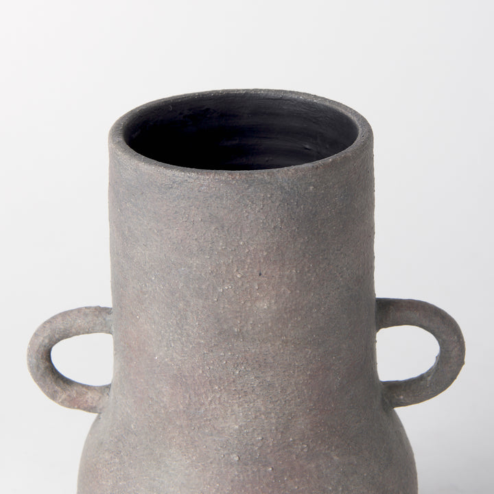 Armani 10.4H Brown-Gray Double Ear Ceramic Vase Decor Mercana