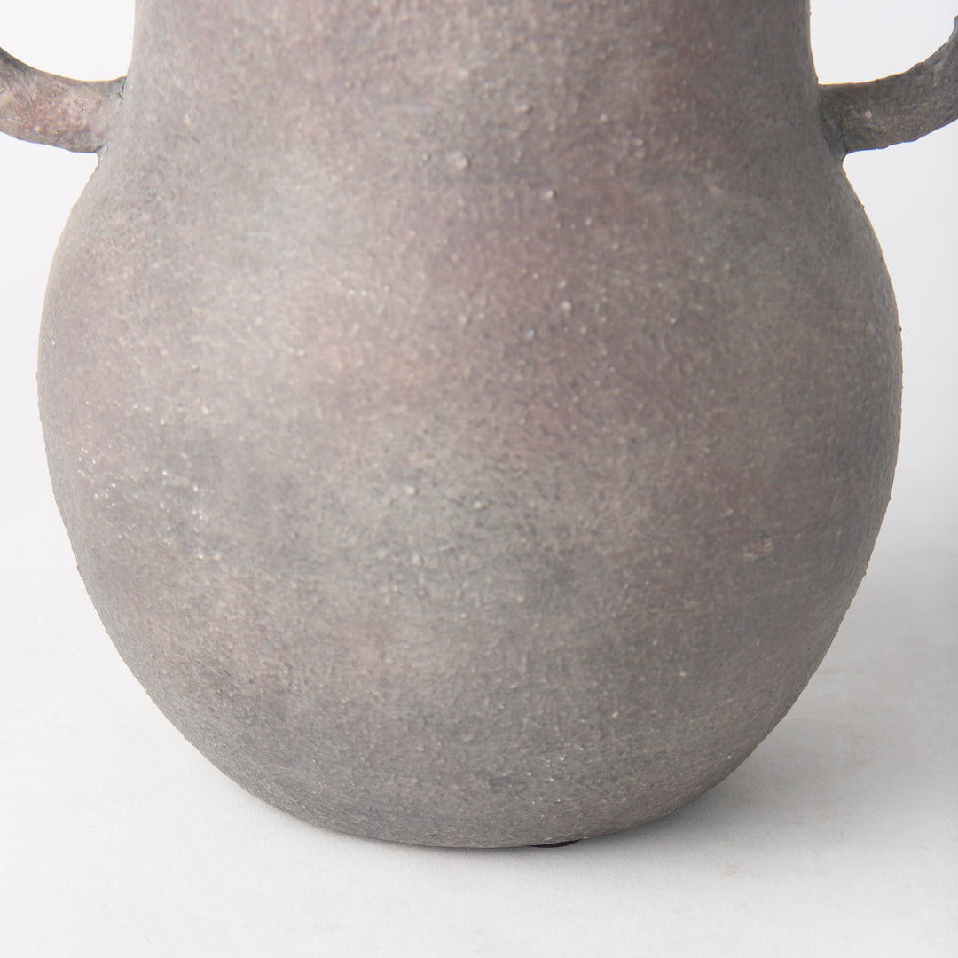 Armani 10.4H Brown-Gray Double Ear Ceramic Vase Decor Mercana