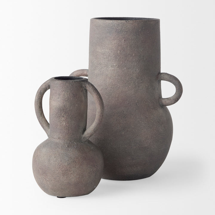 Armani 6.7H Brown-Gray Double Ear Vase Decor Mercana