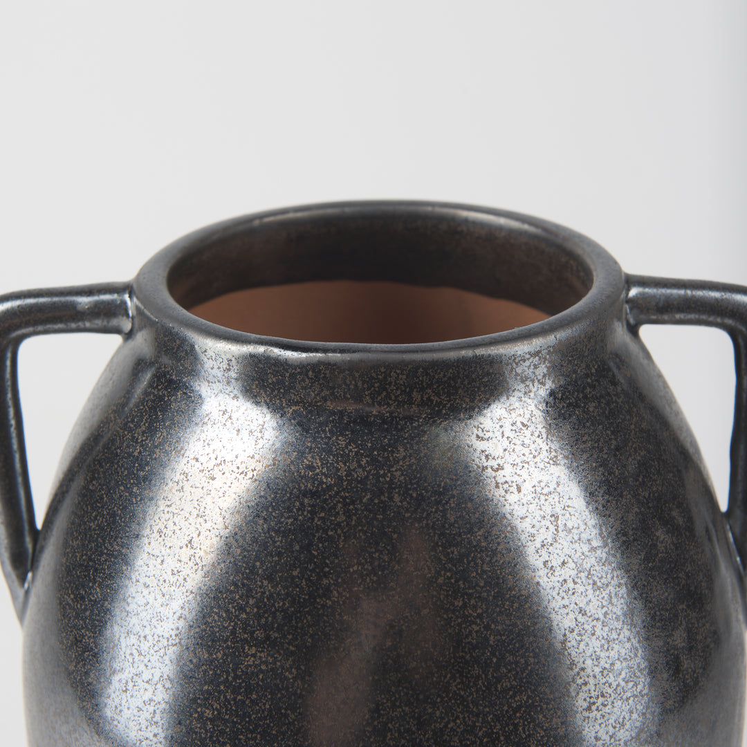 Kora Medium Dark Metallic Double Ear Vase Decor Mercana