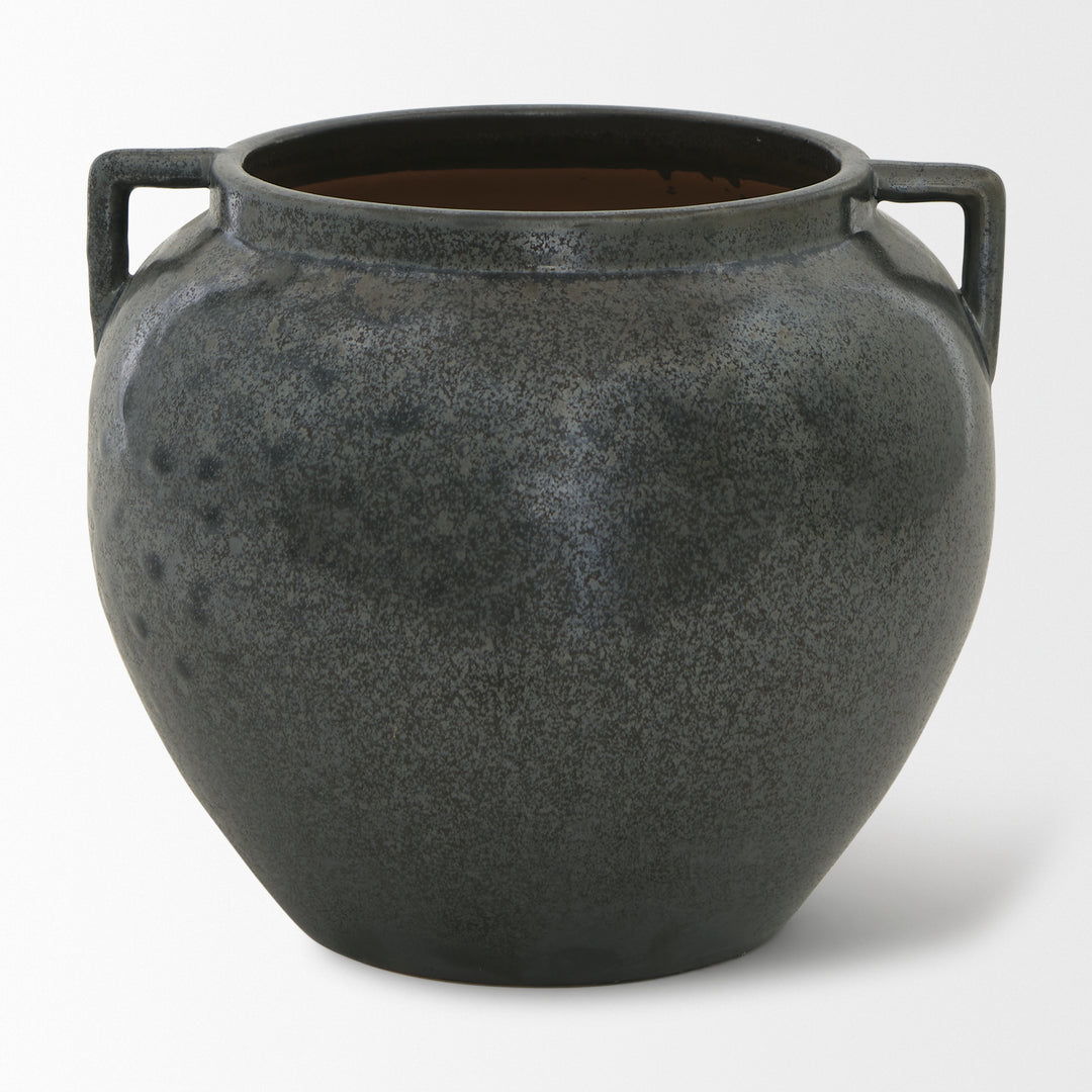 Kora Short Dark Metallic Double Ear Vase Decor Mercana