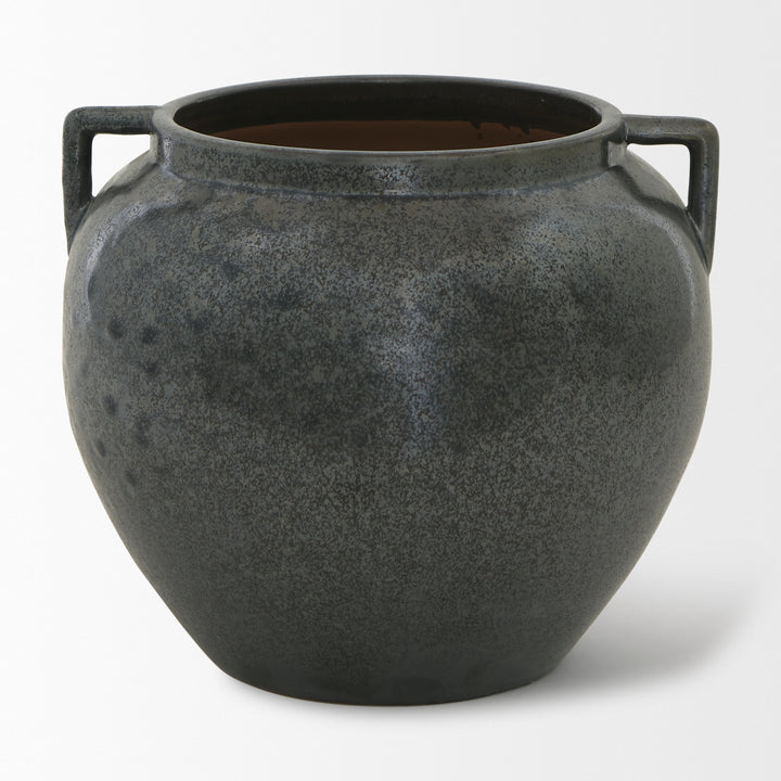 Kora Short Dark Metallic Double Ear Vase Decor Mercana