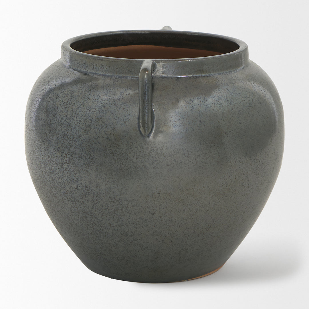 Kora Short Dark Metallic Double Ear Vase Decor Mercana