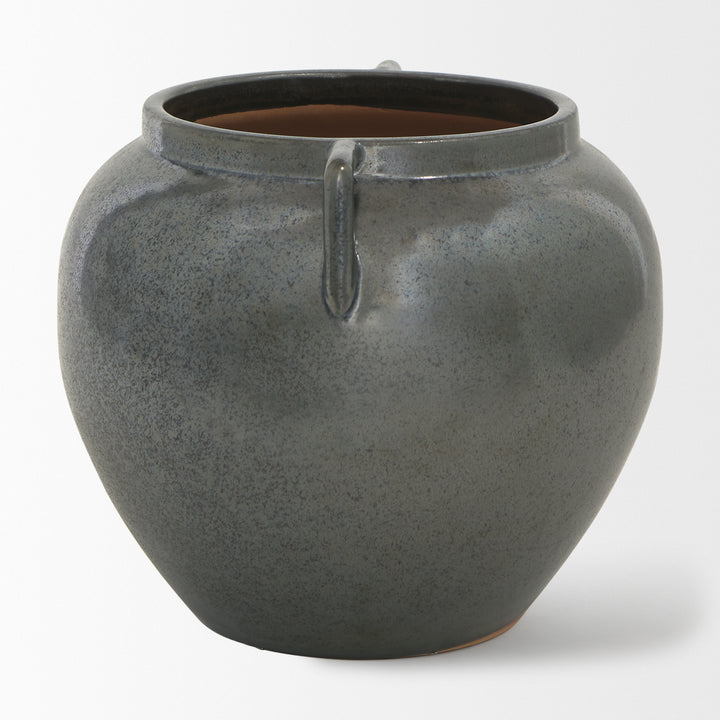 Kora Short Dark Metallic Double Ear Vase Decor Mercana