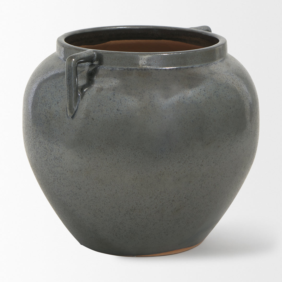 Kora Short Dark Metallic Double Ear Vase Decor Mercana