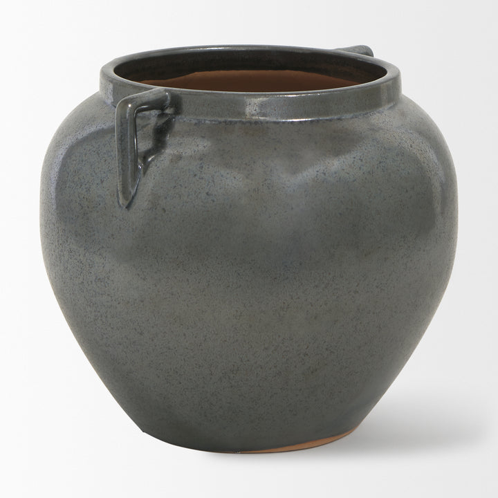 Kora Short Dark Metallic Double Ear Vase Decor Mercana
