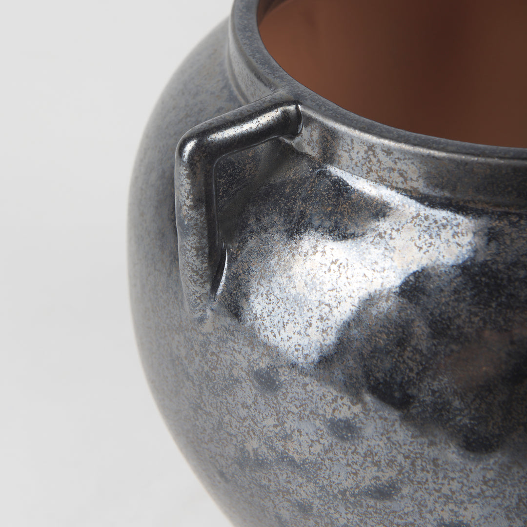 Kora Short Dark Metallic Double Ear Vase Decor Mercana