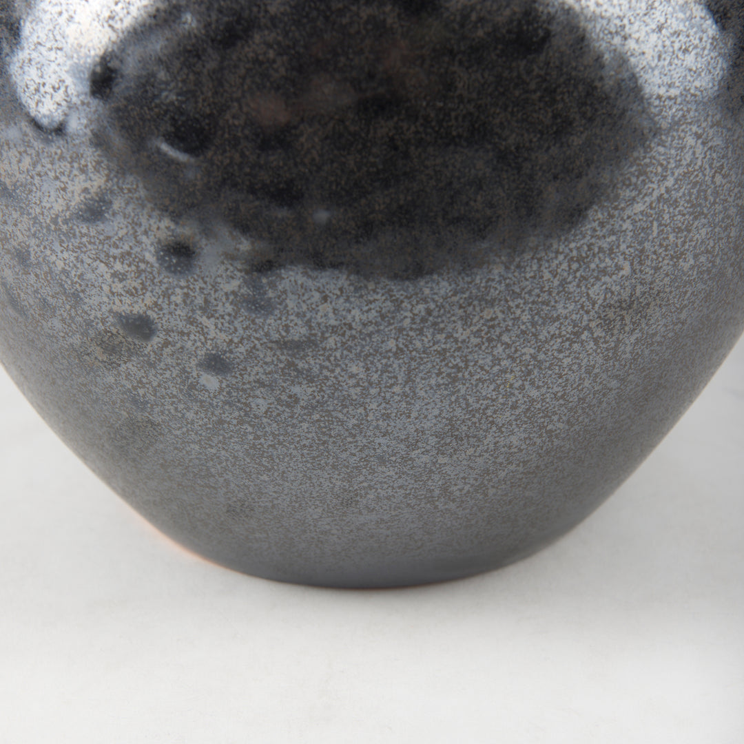 Kora Short Dark Metallic Double Ear Vase Decor Mercana