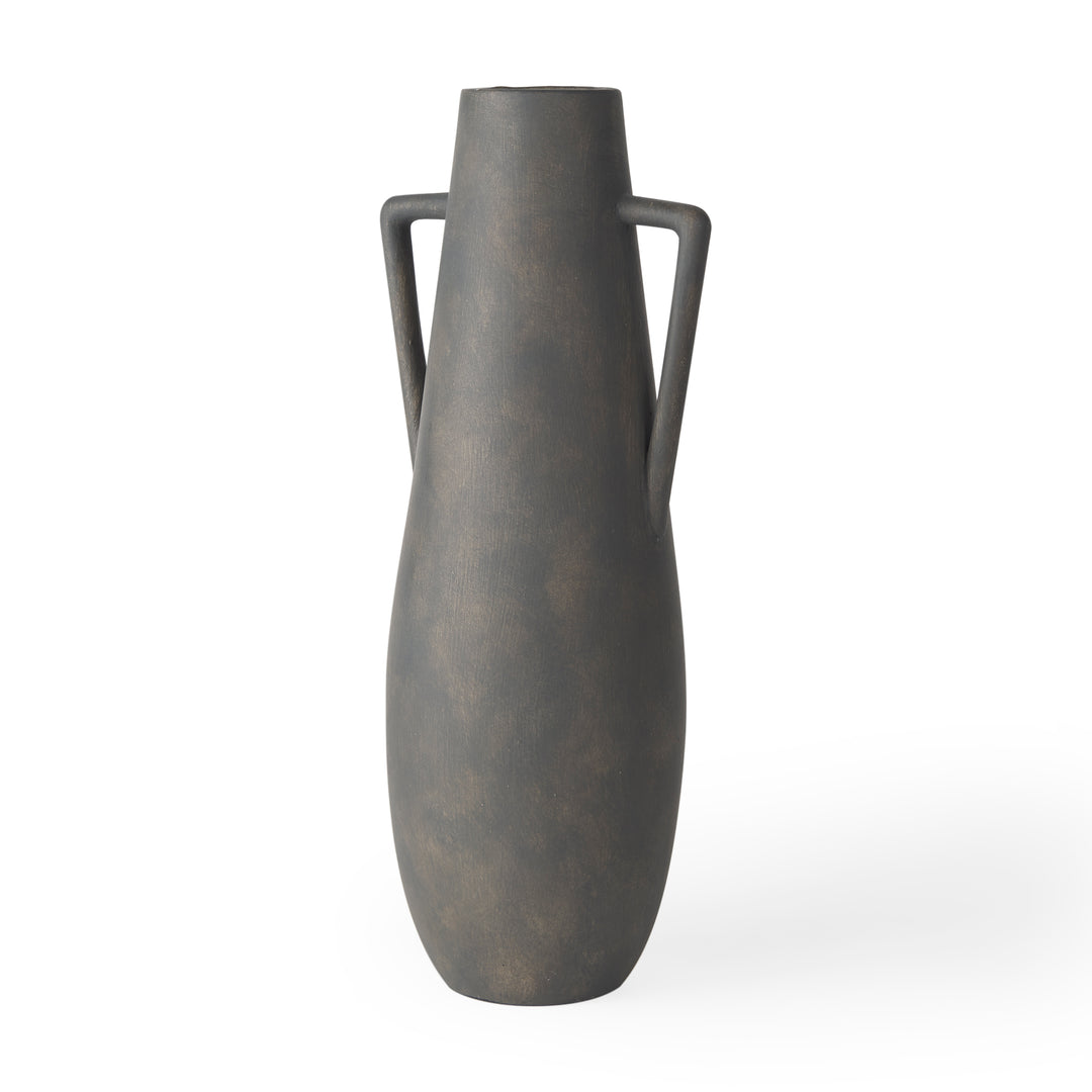 Kilian Tall Matte Brown-Gray Double Ear Vase Decor Mercana