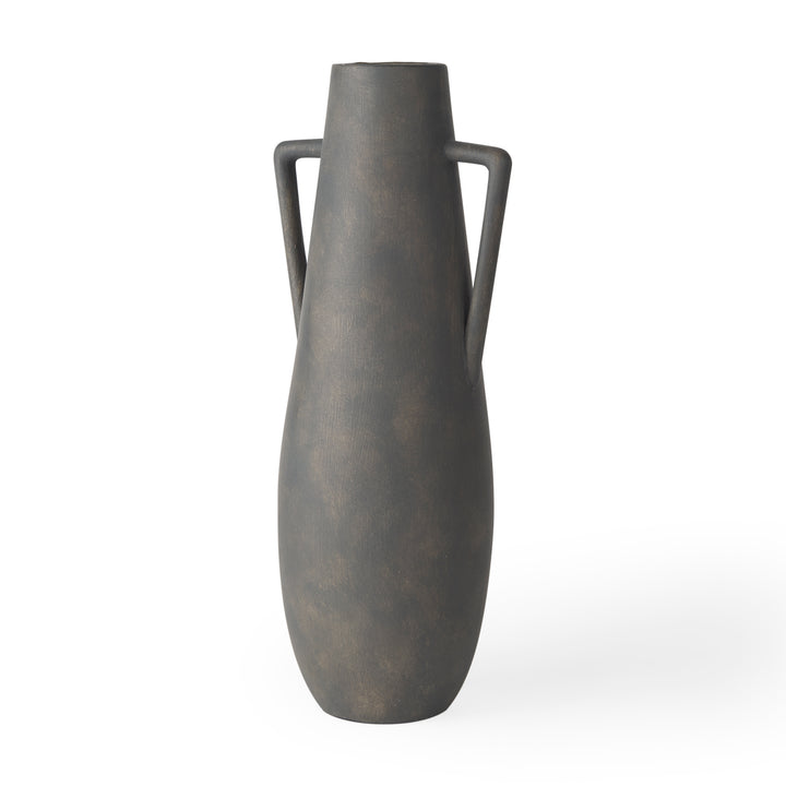Kilian Tall Matte Brown-Gray Double Ear Vase Decor Mercana