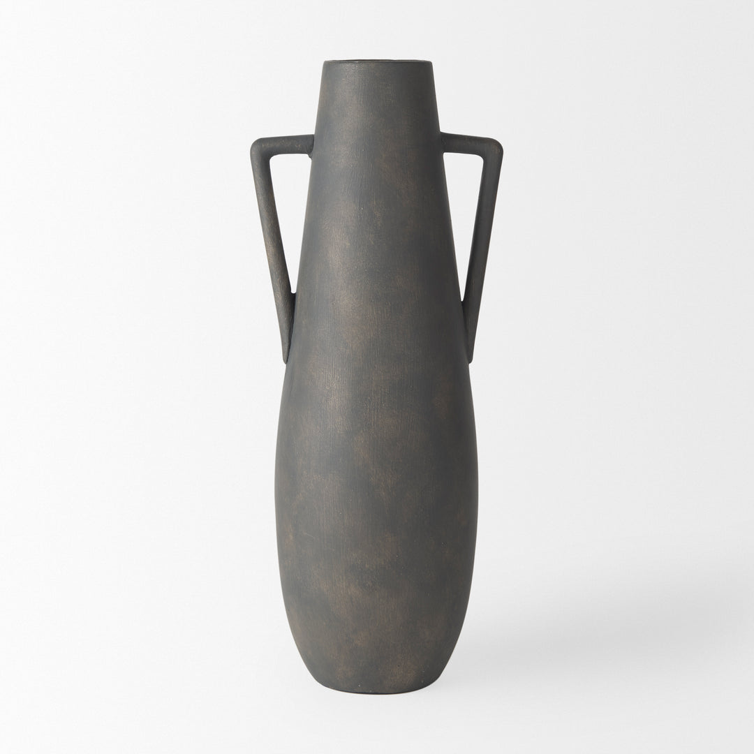 Kilian Tall Matte Brown-Gray Double Ear Vase Decor Mercana