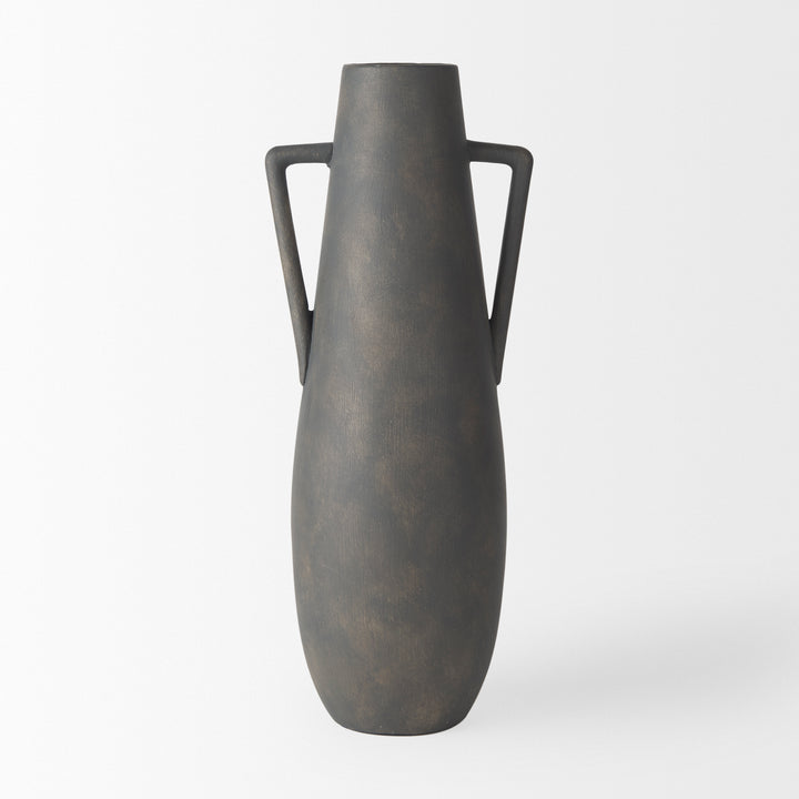 Kilian Tall Matte Brown-Gray Double Ear Vase Decor Mercana