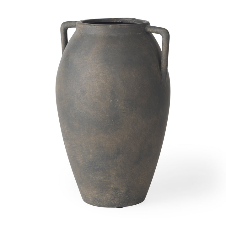 Kilian Medium Brown-Gray Double Ear Vase Decor Mercana